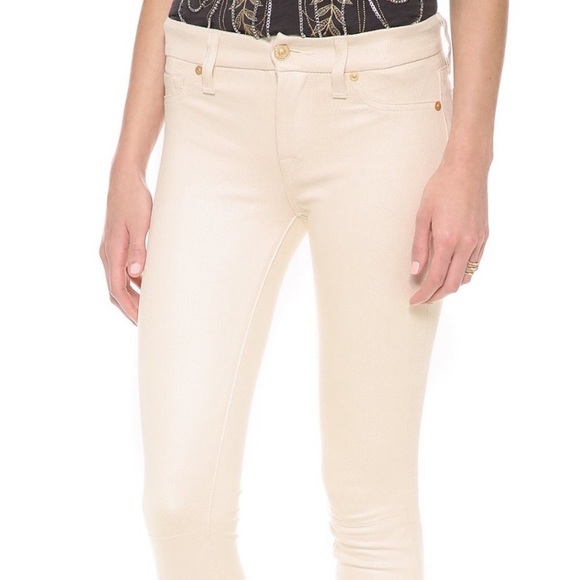 7 FOR ALL MANKIND SKINNY CREAM FAUX SUEDE PANTS SIZE 26 - Picture 4 of 15